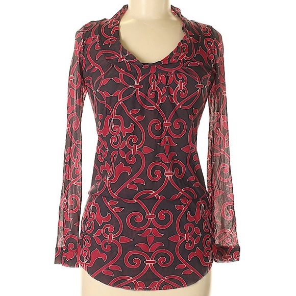 Sweet Pea by Stacy Frati cowl neck mesh top Size Medium - Picture 3 of 8